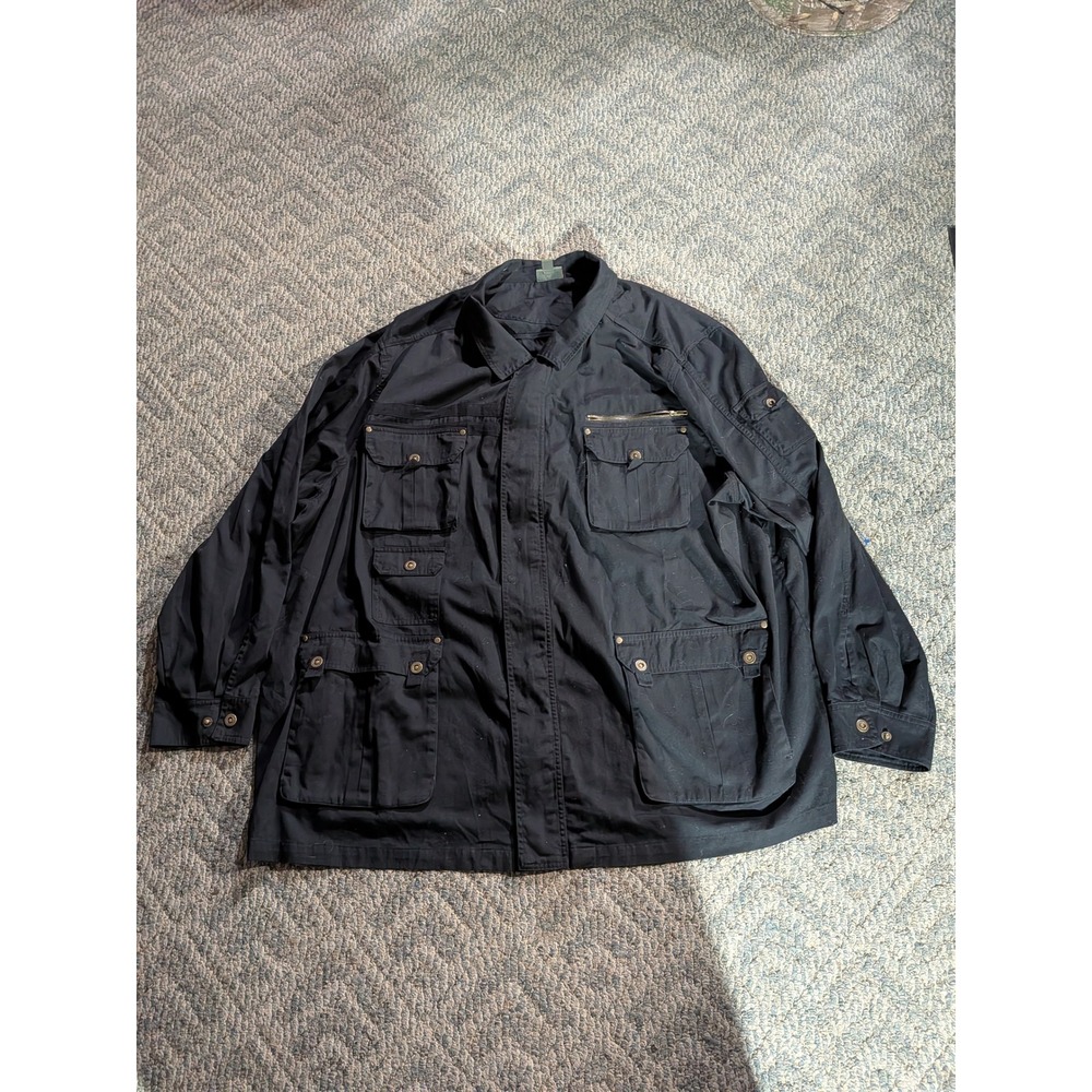 Boulder Creek Black Utility Field Jacket Mens 6XL Tall Multi Pocket Cotton 07980